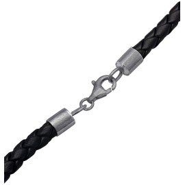 Kuzzoi 0101322419_50 Men's Leather Necklace with Arrow Pendant Made of Solid 925 Sterling Silver Braided Cowhide Leather in Black Length 50 cm Thickness 5.5 mm