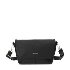 Zwei Mademoiselle.M M40 Women's Handbag Small Shoulder Bag 1 Litre Crossbody Bag with Magnetic Flap and Zip Classic Elegant Evening Bag in Trapezoidal Shape, black