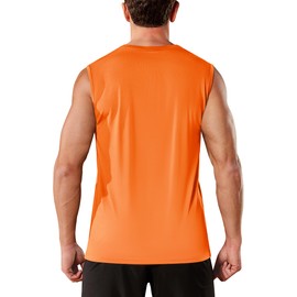 TACVASEN Men's Sleeveless Shirts Gym Tank Tops Quick Dry Breathable Soft Muscle Shirt for Men Workout Running UV Protection Sleeveless Shirts Orange L