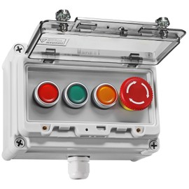 Push Button Switch IP67 Outdoor Waterproof Button Switch Box Green/Red/Yellow Instantaneous Button Switch and Emergency Stop Button Switch with Protective Cover Anti-Misoperation Switch