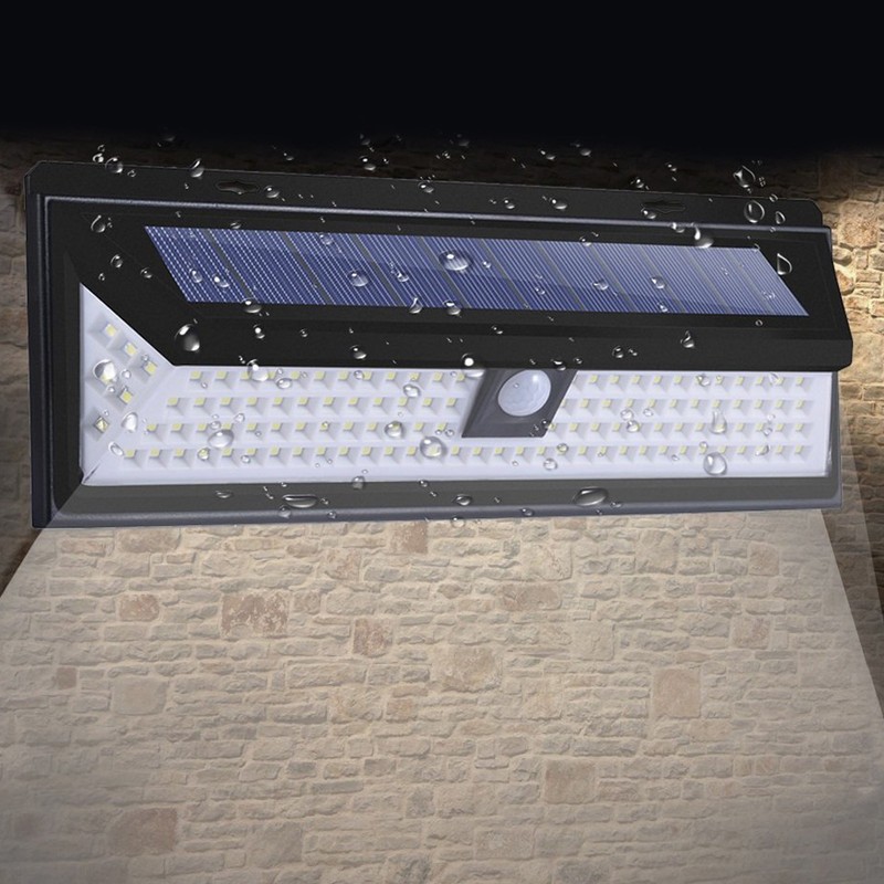LED Inductive Solar Wall Lamp IP44 Waterproof Black Shell White