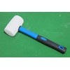 16-Ounces White Solid Rubber Mallet, Fiberglass Handle with Soft Rubber