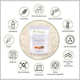 Mathilda´s Cleanse Pulver mit Chia, Brennnessel, Feigenkaktus, Flohsamenschalen & Kurkuma von MonkeyFruit, 200g Pulver, Smoothie in a tablet