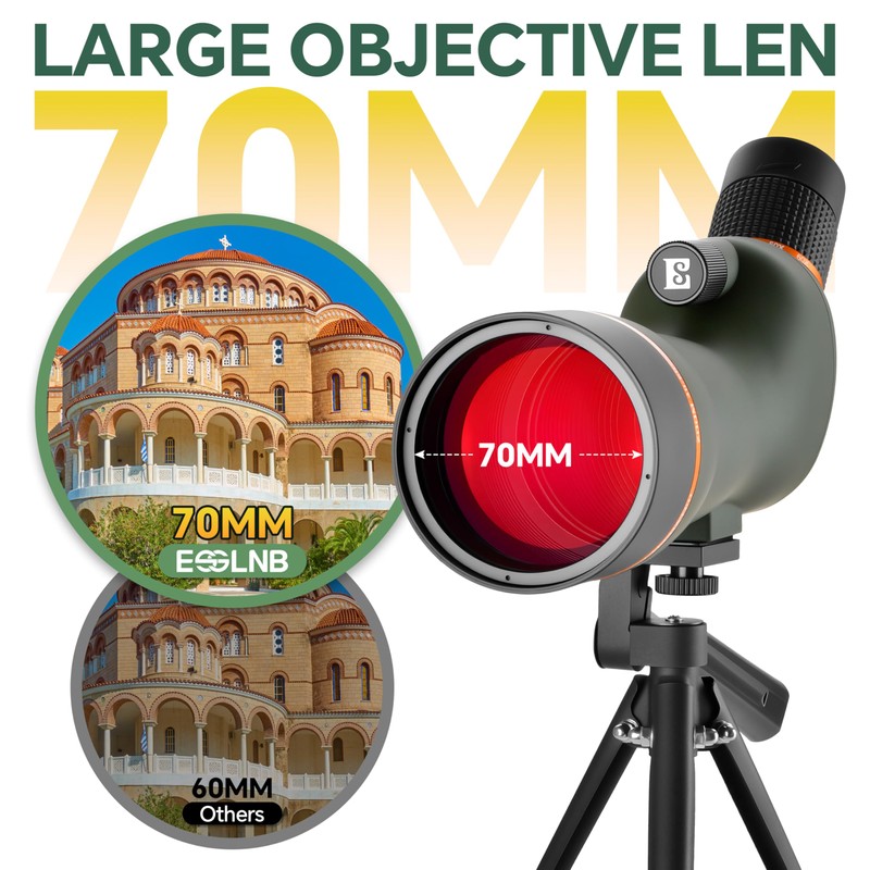 ESSLNB Spotting Scope with Tripod, 20-60x70 BAK4 High Definition Waterproof