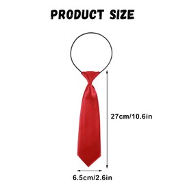 Larrel Boys Red Tie, Pre-Tied Kids Necktie, Adjustable Toddler Tie, Solid Color Ties for Wedding and School Graduation, Clip On Neck Ties for Uniform and Shirt