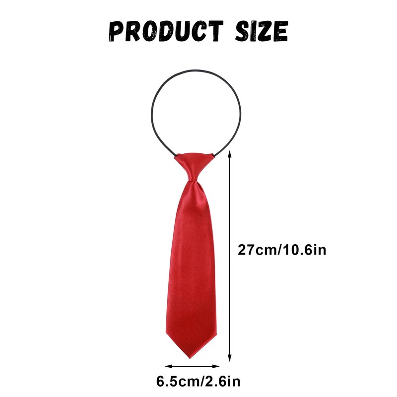 Larrel Boys Red Tie, Pre-Tied Kids Necktie, Adjustable Toddler Tie,
