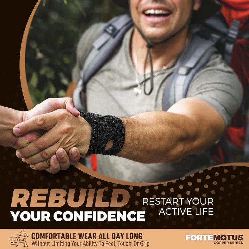 FORTEMOTUS Wrist Brace for TFCC Tears, Copper Infused Wrist Wrap