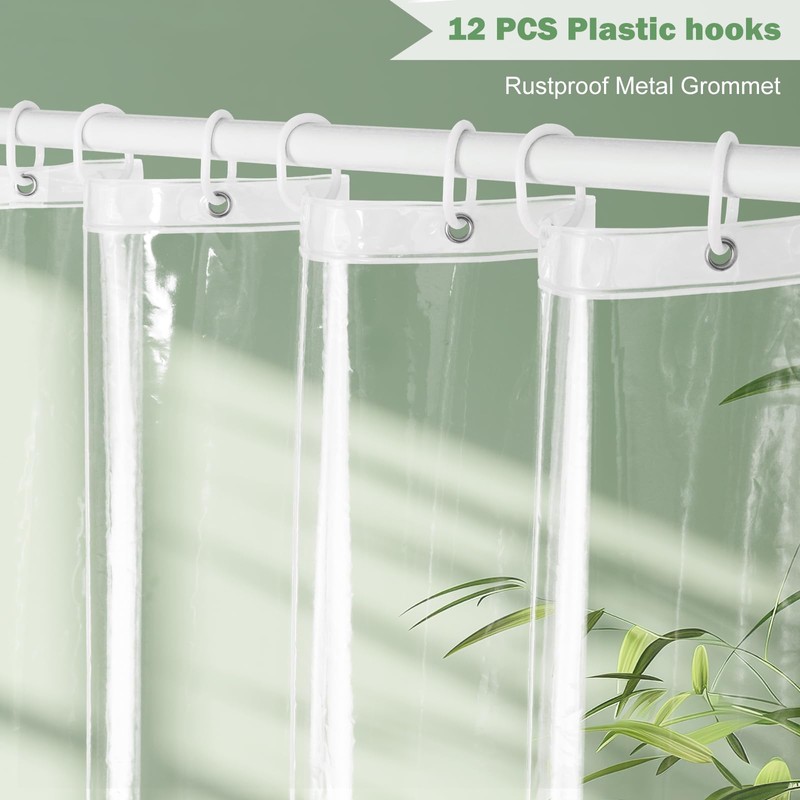 UFRIDAY 96 inches Shower Curtain Liner Long Clear, Waterproof PEVA,