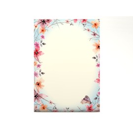 Flowers and Butterflies Spring Rain Letter Paper set with 50 sheets & 50 Envelopes
