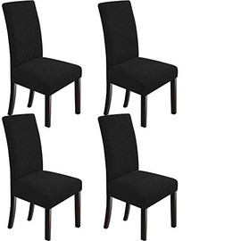 NORTHERN BROTHERS NORTHERN BROTHERS Chair Covers for Dining Room Set of 4, Parson Chair Slipcovers, Stretch Dining Seat Covers, Kitchen Chair Covers, Covers for Chairs, Black