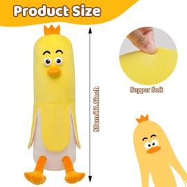 Ponjauk Long Banana Duck Plush Pillow 33.5inch/85cm, Giant Duck Stuffed Animals Toy Cute Banana Duck Plushie Sleeping Hugging Pillow Long Body Throw for Kids