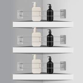 VIKOS Products (3-Pack RV Shower Corner Storage Bar Stainless Steel Adjustable Rustproof Bathroom Shelves Organization Rod for Camper Corner Storage Bar for Shower RV Bathroom Accessories for Inside