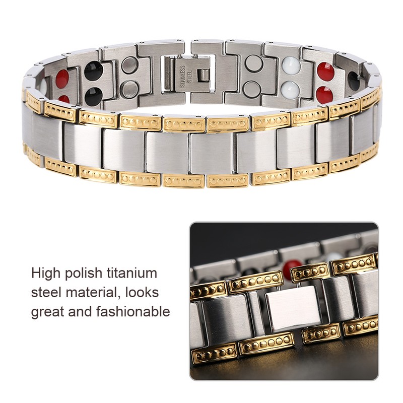 Double Strength Titanium Steel Magnetic Therapy Lose Weight Bracelet for