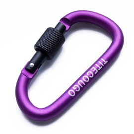 TITECOUGO 2 PCS Aluminum Alloy D-Ring High Strength Carabiner Key Chain Clip Hook For Camping Hiking (Not for Climbing) Purple Black