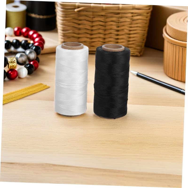 jojofuny 2pcs Stitching Thread: Waxed Polyester Cord for Leather Sewing