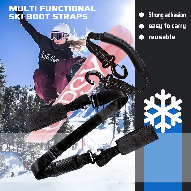 Pack of 2, Ski Carry Strap and Poles, Carry Strap,