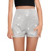 Haloumoning Girls High Waist Sequin Shorts Elastic Straight Leg Sparkly