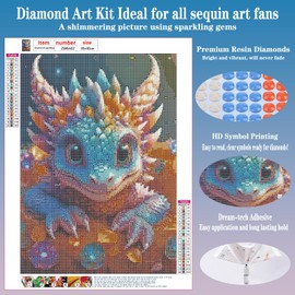 FORLAND Dragon Diamond Painting Kits for Adults Beginners - 5D DIY Cute Dragon Full Drill Diamond Kits Painting Crafts for Home Wall Decor, Diamond Art Kits,12x16inch