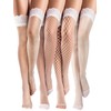 Bencailor 4 Pairs Fishnet Thigh High Stocking Silicone Lace Top