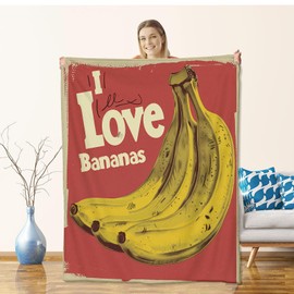 Banana Blanket for Kids Adults, Flannel Banana Blankets Gifts, I Love Bananas Throw Blanket for Sofa Couch Bed Living Room Soft Warm Cozy Banana Decor 60" x 50"