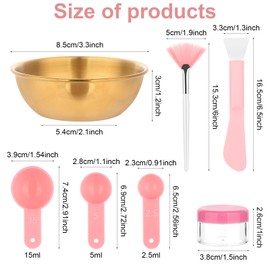Ujuuu 24 Pcs Esthetician Facial Supplies Set DIY Face Mask Mixing Tool Kit Includes Gold Stainless Steel Bowls Pink Facemask Brushes Measuring Spoons Mini Cream Box for Women Skincare Home Spa Use