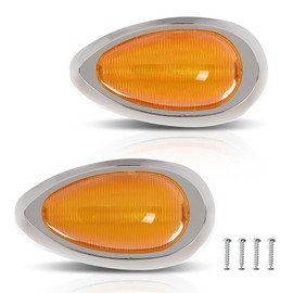 G-PLUS 15 LED Amber Sleeper Cab Side Marker Signal Light 2PCS Chrome Bezel Clearance Light Fit Freightliner Century Columbia Model Truck Trailer