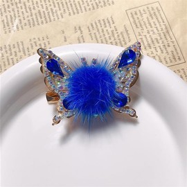 Haomye Flying Butterfly Hairclips Rhinestone Baby Hairpin Moving Flying Hair Barrettes Cat Ear Hair Accessories Girls Women Kids 3PCS (blue)