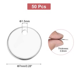 MECCANIXITY 50Pcs Stainless Steel Blank Stamping Tag Engraved Stainless Steel Round Charm Pendant with Holes 7mm/0.28" Silver for Pendant Bracelet Necklace Jewelry Making Earring