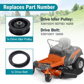 539110311 & 539110411 Drive Idler Pulley Drive Belt Kit Fits for Poulan Z254F Z200 CZ3815 CZ4217 CZ42175 RZ4623 Lawn Mower Replaces 607163 14259 12400