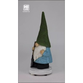 Hi-Line Gift Ltd. 16in Garden Gnome Statue Holding Shovel Resin Home Backyard Decor