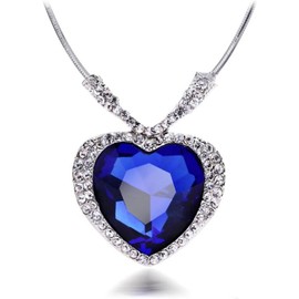 Titanic Blue Heart Necklace in Pouch
