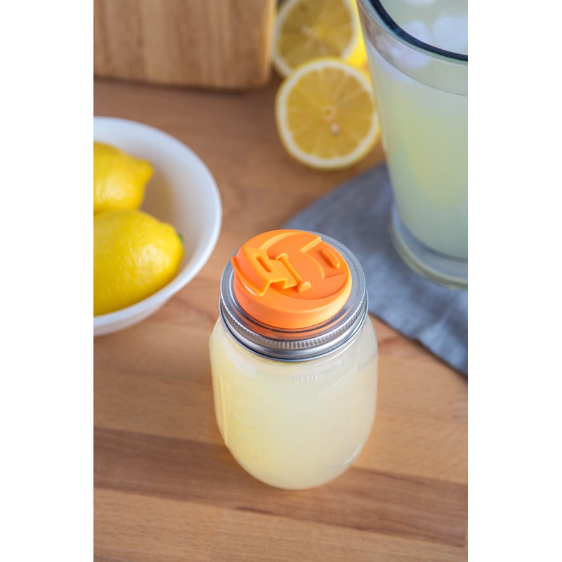 Jarware Drink, Orange Lid for Regular-Mouth Mason Jars
