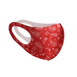 Komonee Face Mask Washable Reusable Red Paisley Dustproof Cloth Mouth Cover Covering For Men Women Outdoors Indoors Cycling Ski Protection (Pack of 3)