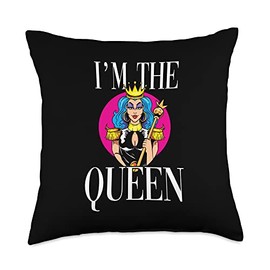 Queen throne scepter crown monarch nobility I'm The Queen Throw Pillow, 18x18, Multicolor