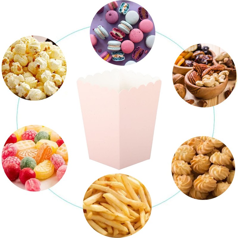 Ainmto 24PCS Pink Popcorn Boxes Mini Paper Popcorn Containers for