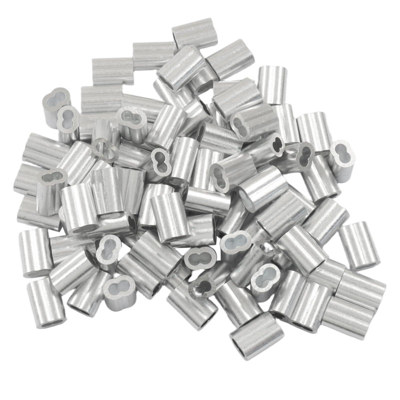 BokWin 1/8 Inch (3mm) Aluminum Cable Crimp Sleeves, 120-Pack