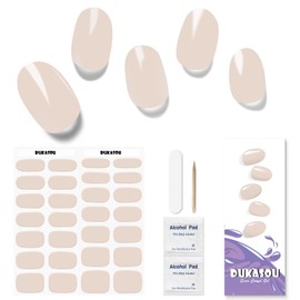 Semi Cured Gel Nail Strips, 28 pcs Nude Pink Gel Nail Stickers Full Nail Wraps for Women,Long Lasting Gel Nail Strips Work with Any UV Lamp, Easy to Apply