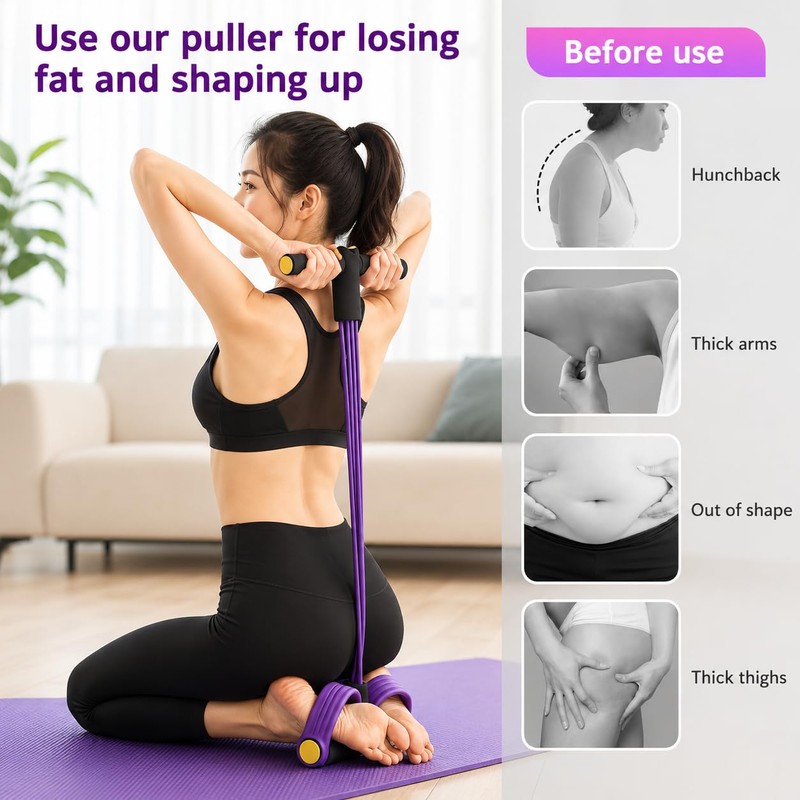 Pedal Resistance Bands with Handles, Multifunction Elastic Exercise Bands