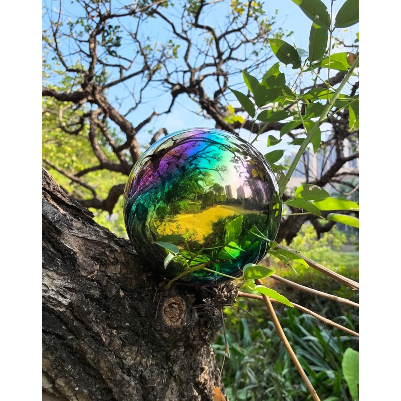 Gazing Ball for Garden Decor - 8-Inch Hollow Metal Sphere