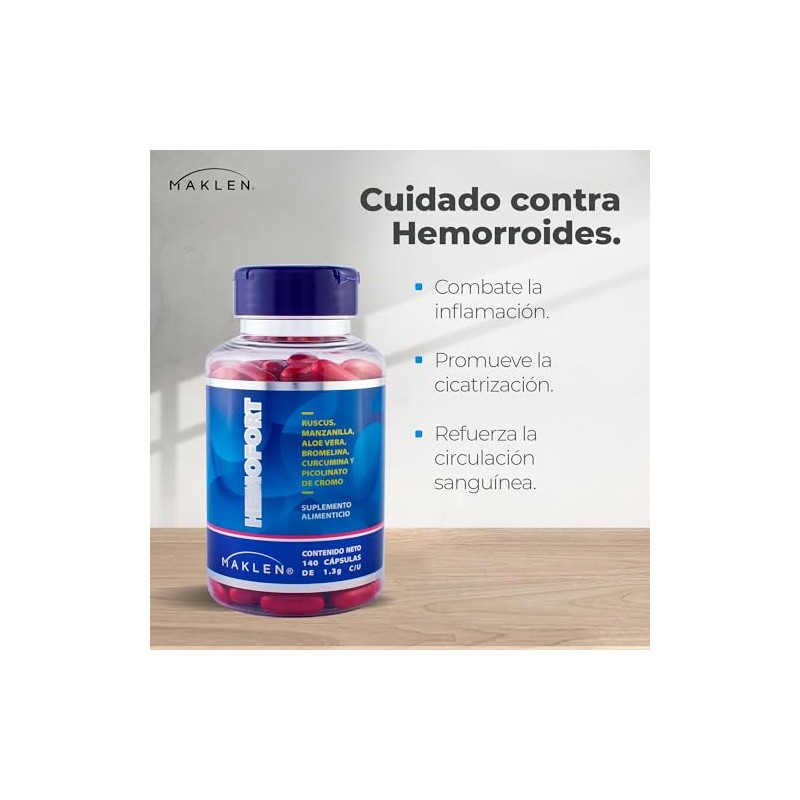 Hemorroid Hemofort Complex Rusco Bromelina Cromo Picolinato Curcumina 140 Softgels