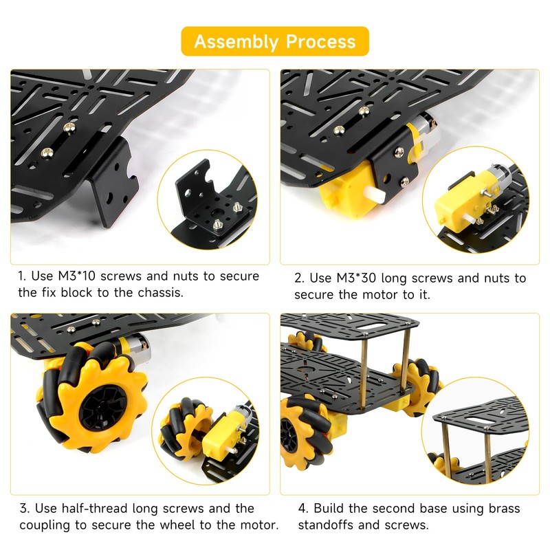 XiaoR GEEK Mechanam Robot Chassis Kit: 360° All Directional Movable
