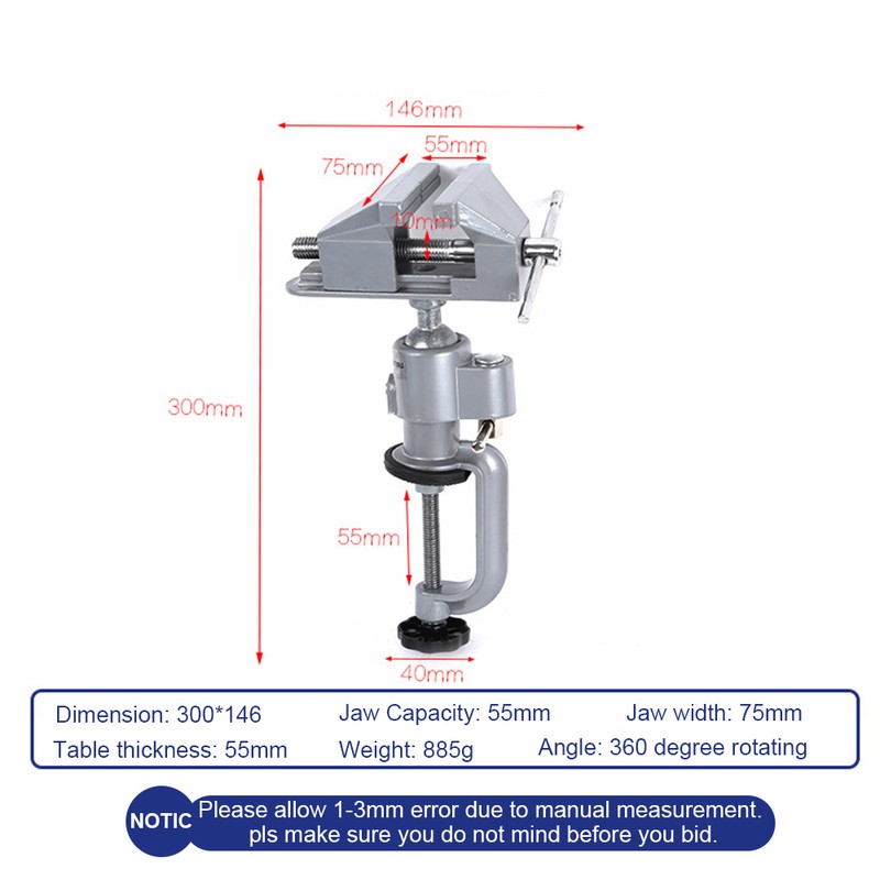 Universal Table Vise with 360 degrees Swiveling Head Clamp for