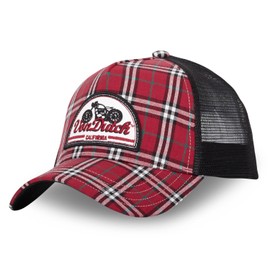Von Dutch Mens Womens Trucker Jak Adjustable Cap, Red / White / Black