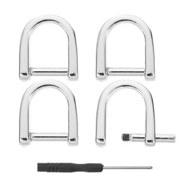 uxcell uxcell D-Rings Screw in Shackle, 4Pcs 1.5 Inch Zinc Alloy Horseshoe U Shape D Ring Buckles for Purse DIY Leather Craft Keychain, Silver