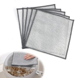 GodtKowty 5-Pack Double Layer Wire Dishwashing Cloths, Non-Scratch Stainless Steel Cleaning Rags, 20x20 cm Multi-Purpose Metal Wire Dish Towels for Kitchen, Dishes, Sinks, and Stove Tops
