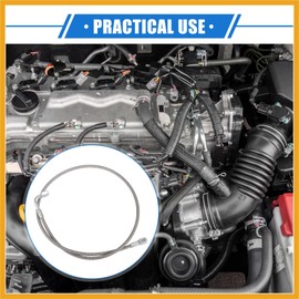 Partuto AN3 Braided Steel Turbo Oil Feed Line 90 Degree to Straight Hose End, 36" Remote Turbocharger Oil Drain Return Line for Car Durable Stainless Steel PTFE Silver Tone Replacement