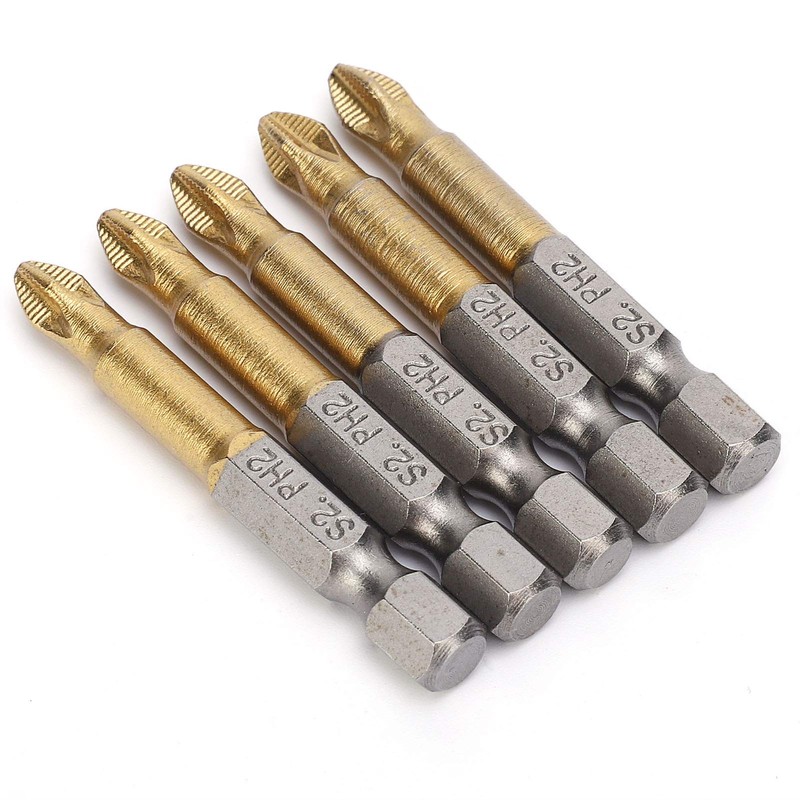 5pcs 50mm PH2 Cross Head Screwdriver Drill Bits Set Anti-skid
