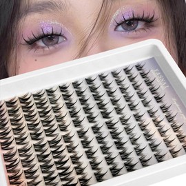 YASNAI Lash Clusters Manga Eyelash Clusters 10/12/14MM Short Spiky Cluster Eyelash Extensions YASNAI 120Pcs C Curl Individual Volume Anime Lash Clusters with Thin Band Cosplay Natural Fairy Lashes Cluster