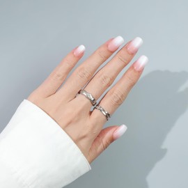 ASONRL 32 PCS Short Square Ombre Press on Nails- French Tip Gel Nail Fake Nails, 16 Sizes Glue On Nails Kit, Reusable False Nails with Mini Nail File for Women - Ombre Short Square