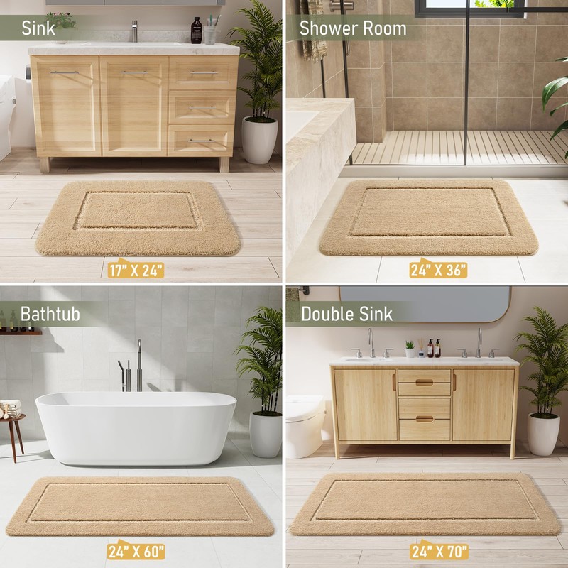 LOCHAS Bathroom Rugs, 24" x 60" Long Bath Rug, Non